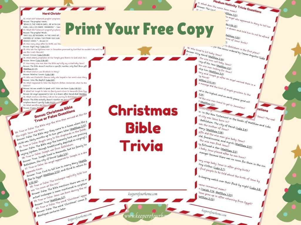 Christmas Bible Trivia Questions and Answers Printable