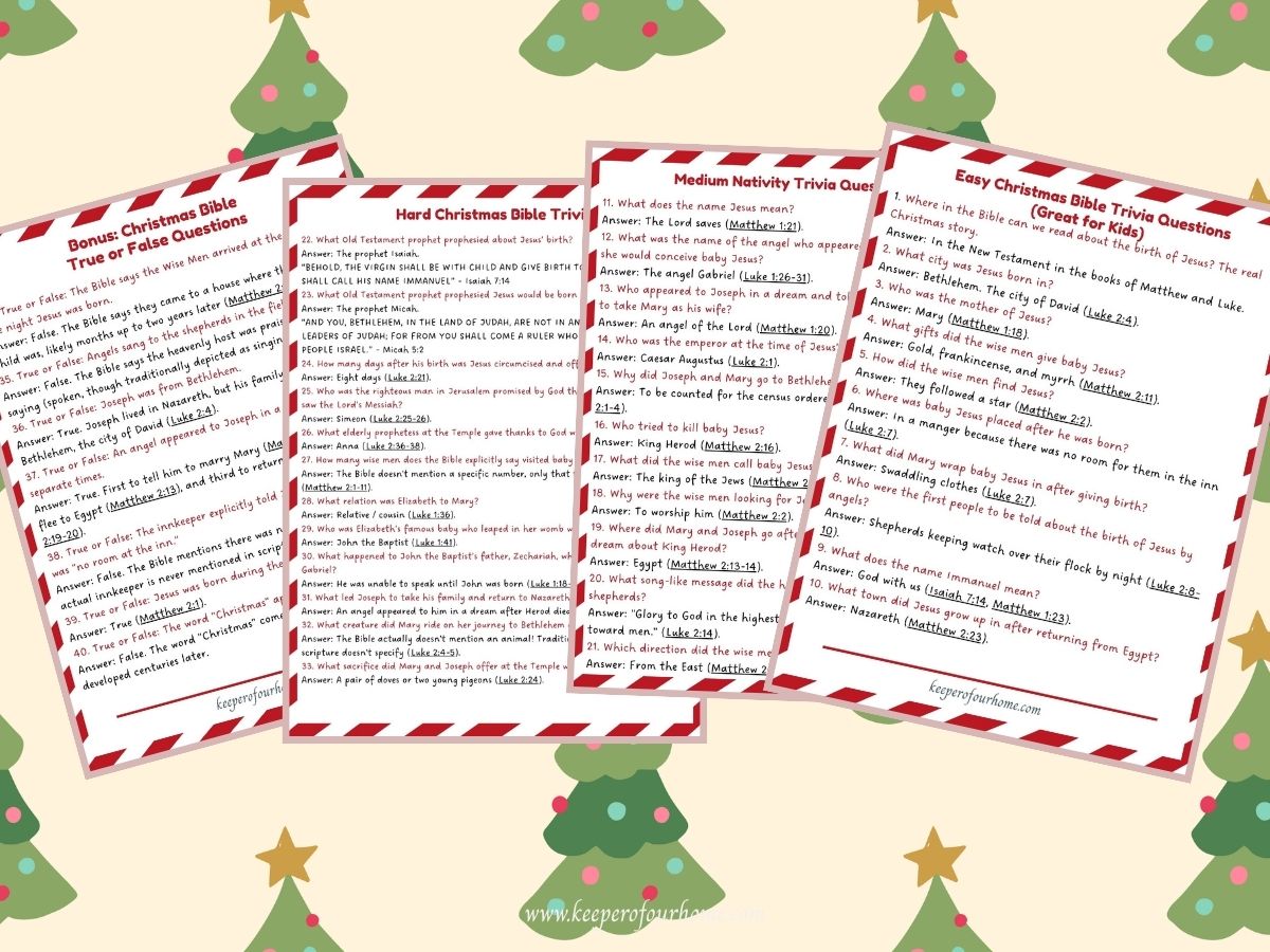Christmas Bible Trivia Questions And Answers Free Printable