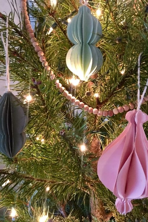 Ornaments hanging on a christmas tree