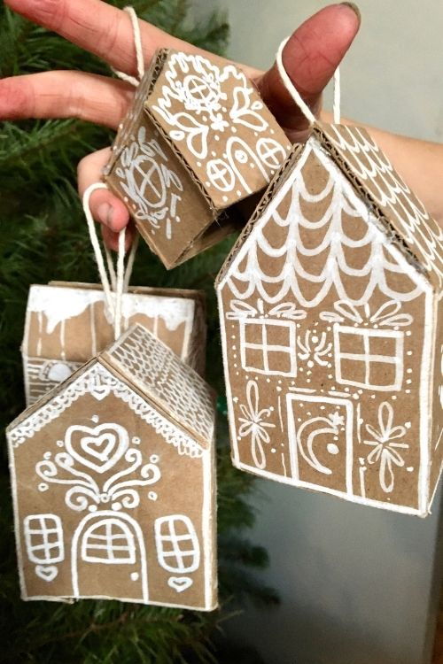 handmade gingerbread house ornaments