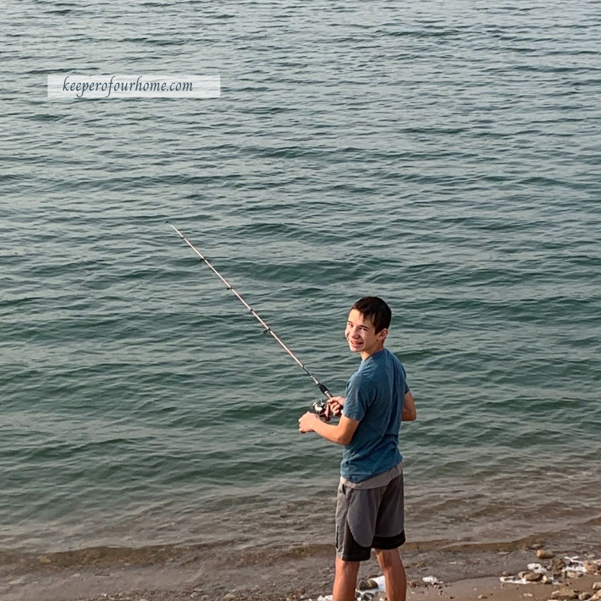 teenage boy fishing