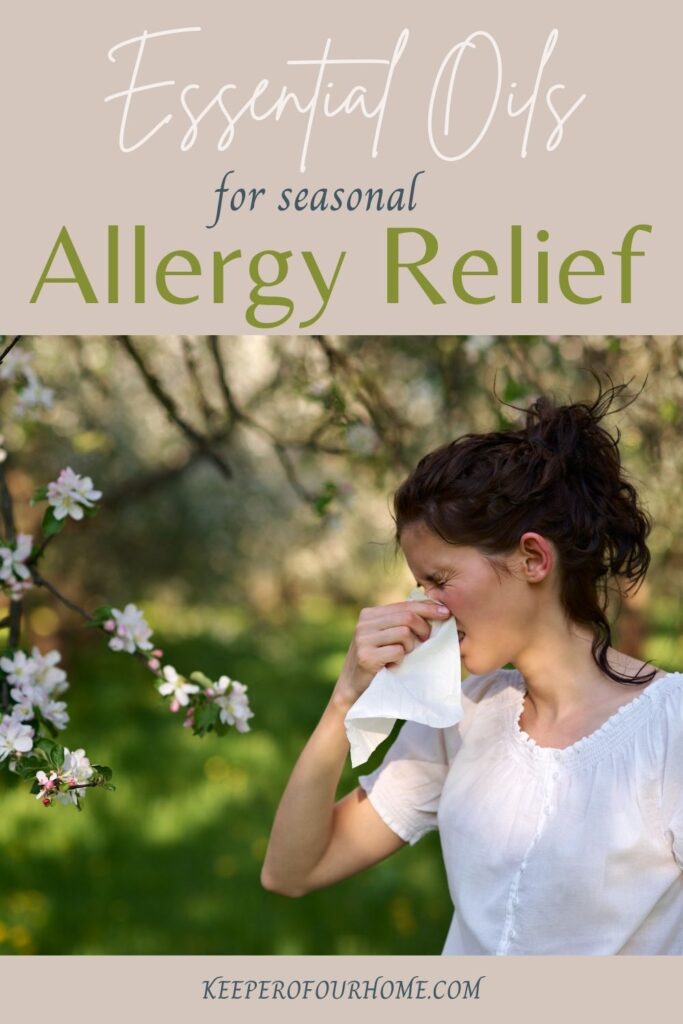 essential oils recipes for allergies pinterest graphic.