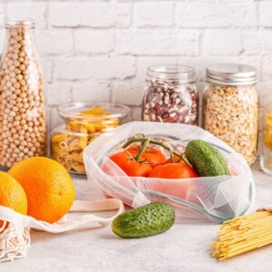 food in non toxic containers on a kitchen counter