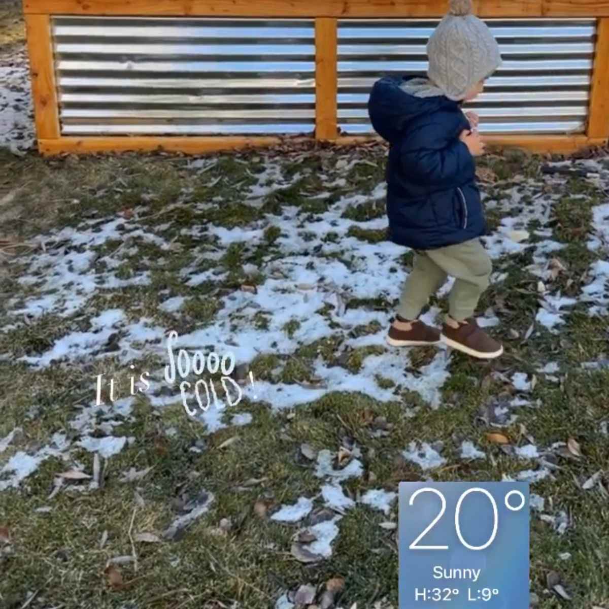 toddler spending time outside in winter