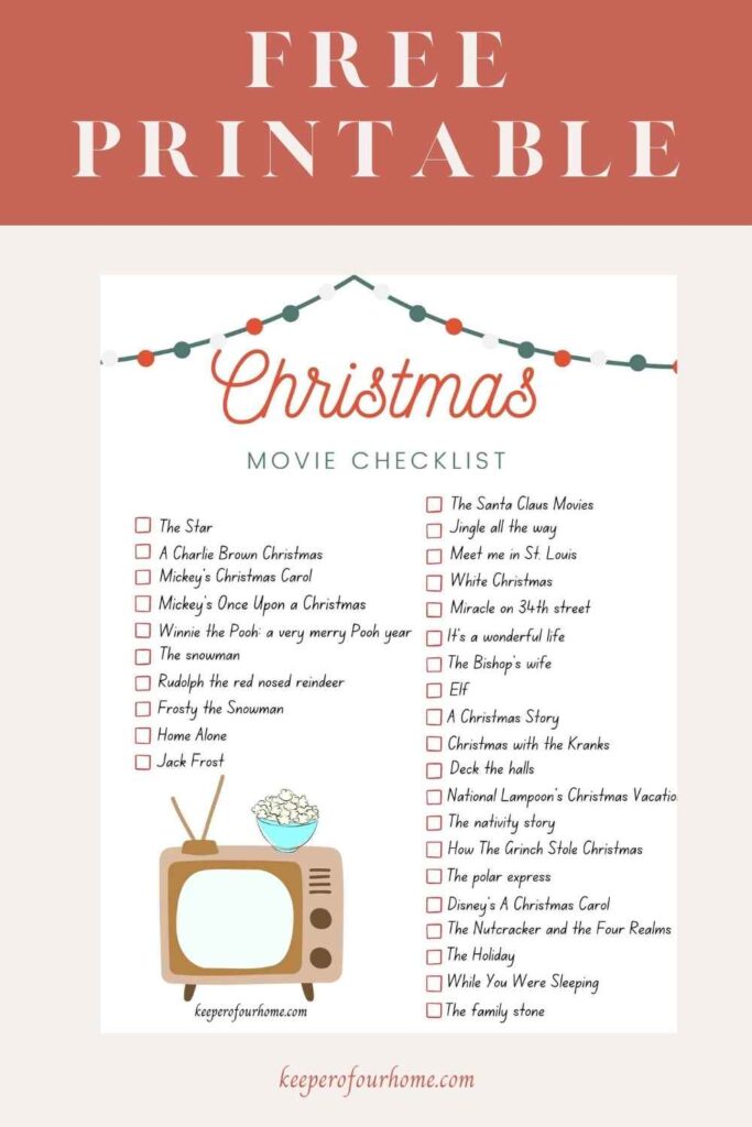 Christmas movie list printable