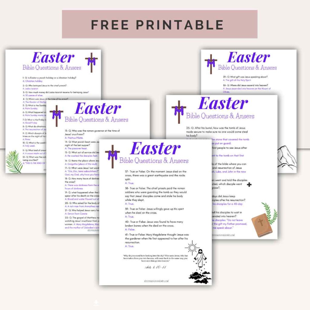 Easter Bible Trivia Free Printable - keeper of our home