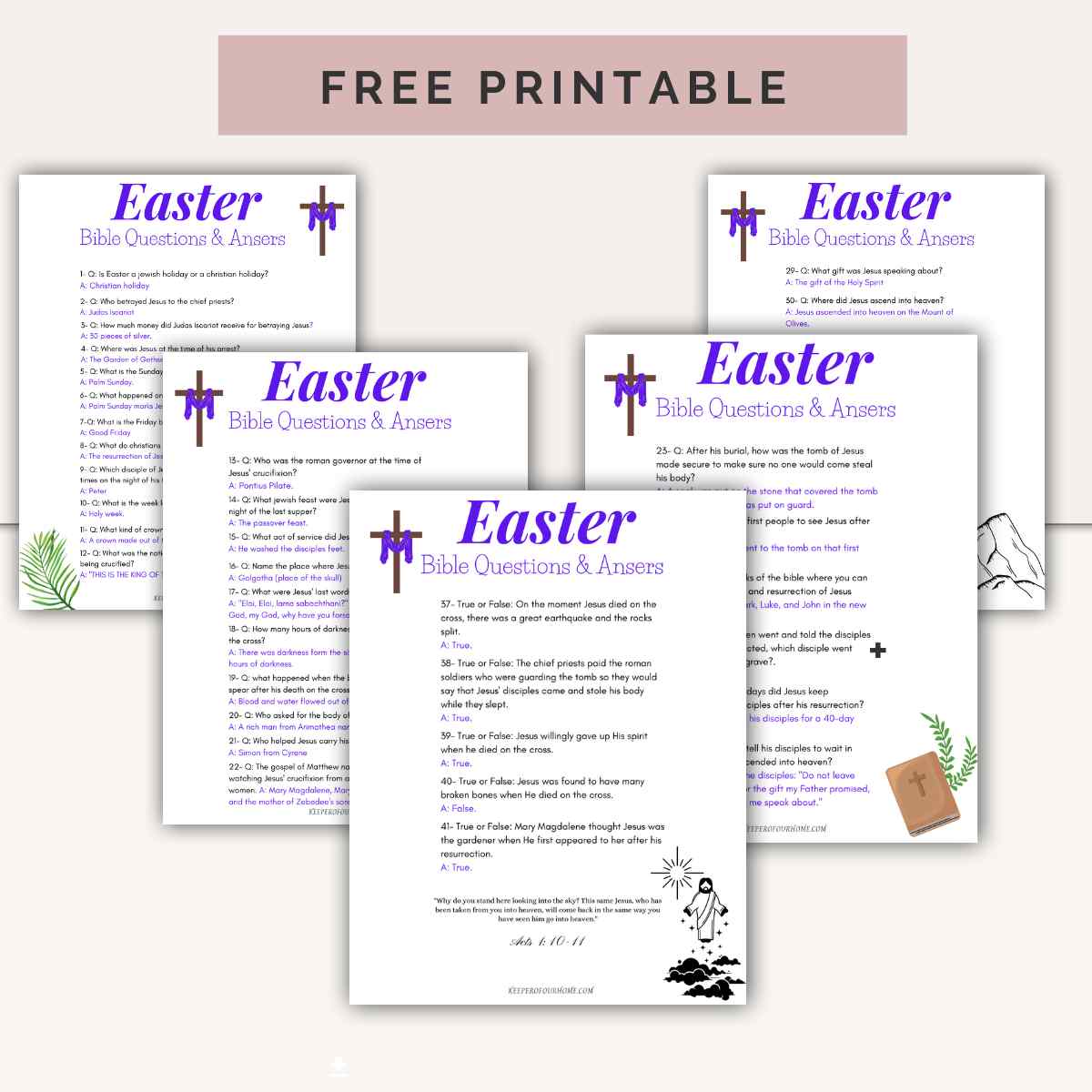 Easter Bible Trivia Free Printable keeper of our home