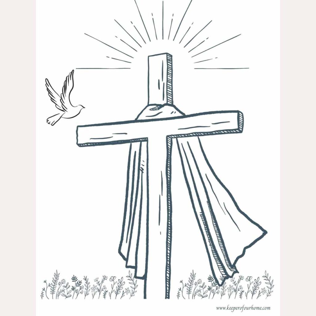 christian easter cross coloring page