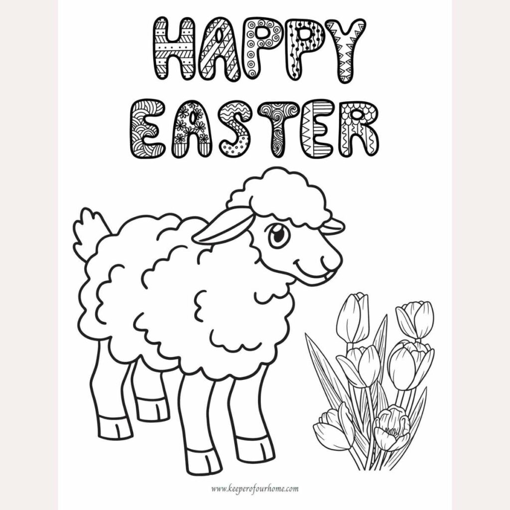 lamb easter coloring page