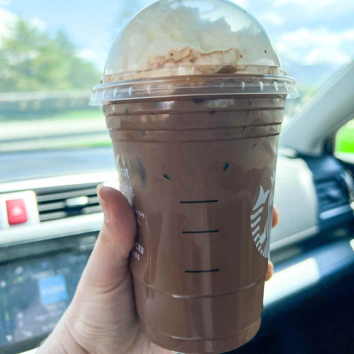 iced mocha coffee with whipped cream