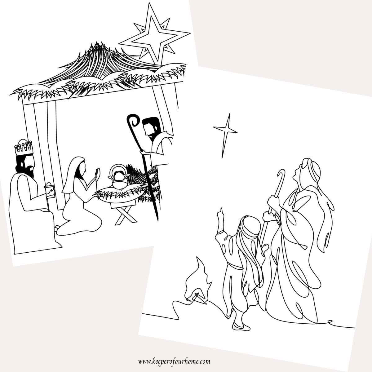 two christmas nativity coloring pages