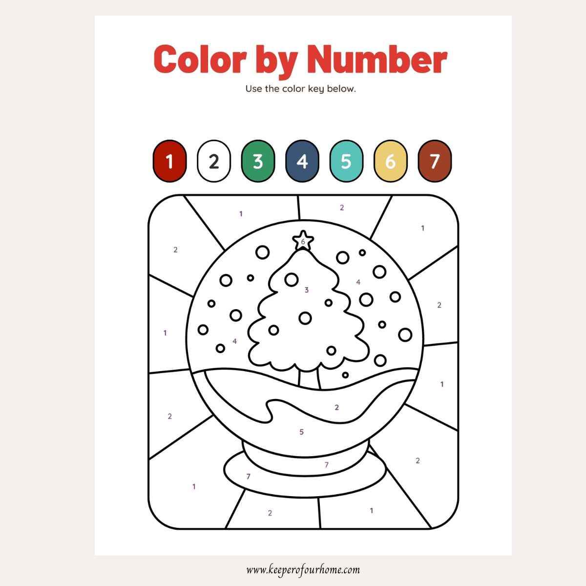 christmas color by number activity page