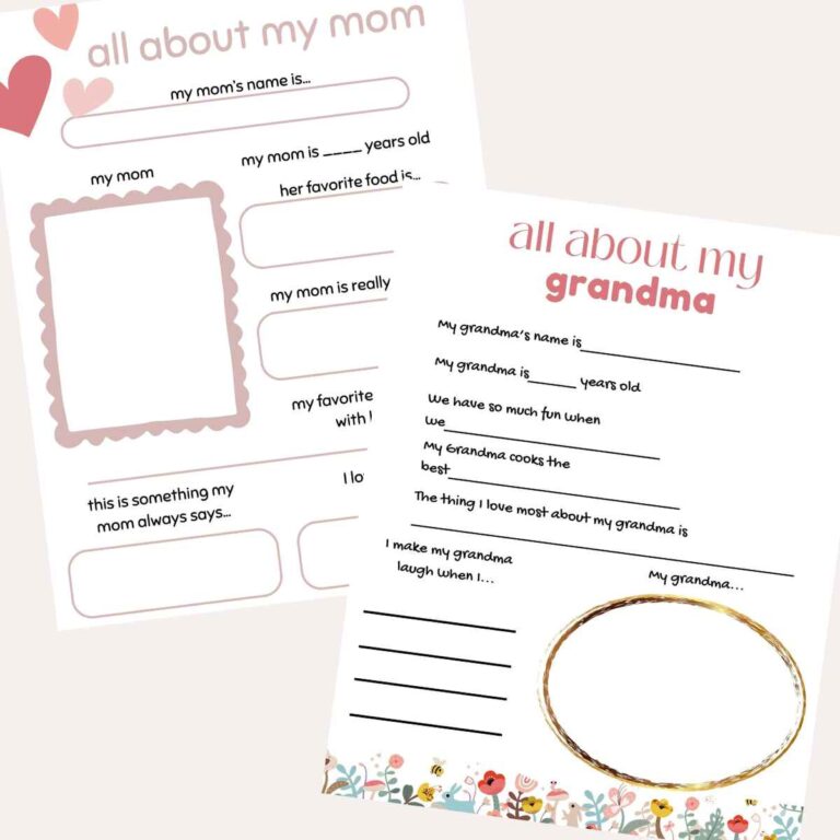 Free Mothers Day Questionnaire Printable For Grandma and Mom