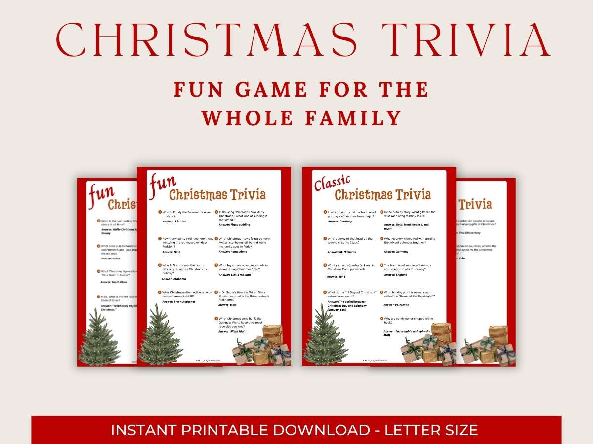 christmas trivia game printable pages