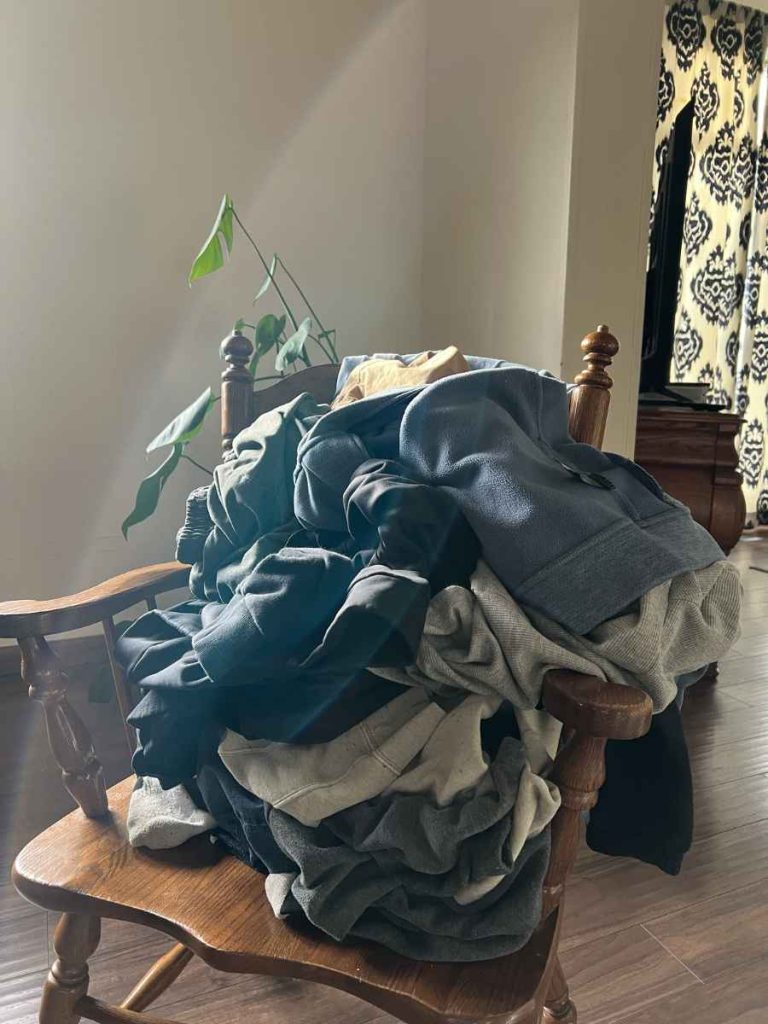 a pile of clean laundry waiting to be put away